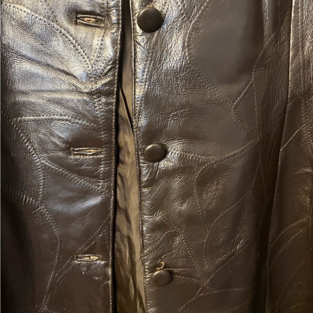 Vintage Leather square neck‎ jack with removable faux Fur Size 14. Nicely lined. - Picture 7 of 12
